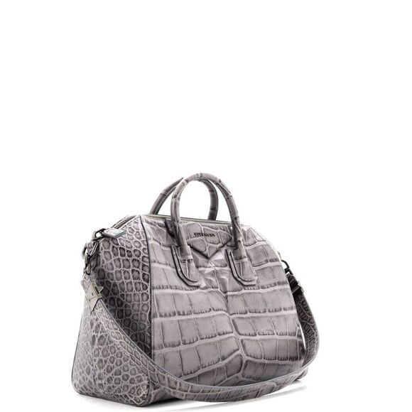Givenchy Antigona Bag Crocodile Embossed Leather Medium Gray - Picture 2 of 6